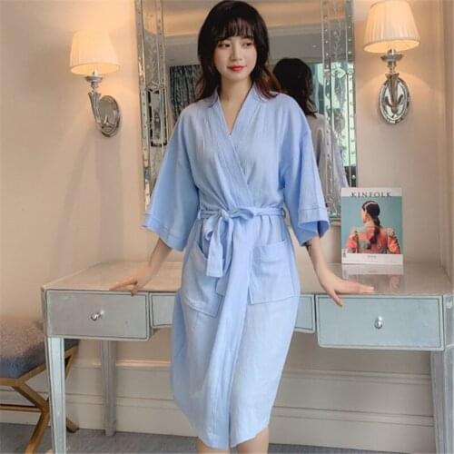 Pajamas new couple pajamas ladies pajamas cotton towels hotel beauty salon bathrobes home service Nightgown robe feminino