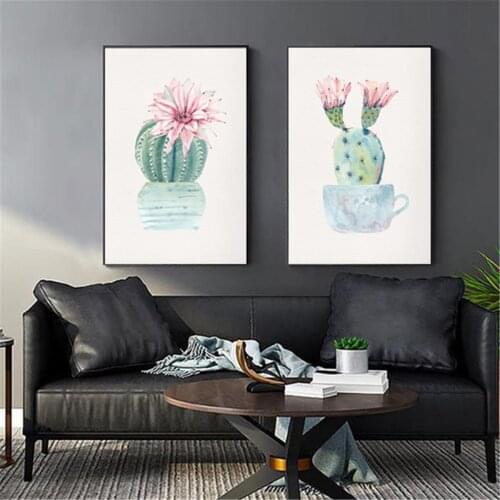 Cactus Canvas Poster Watercolor Poster Canvas Print Painting Wall Art Living Room Home Decoration