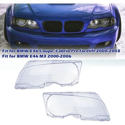 Headlight Clear Lens Cover Lampshade Fit For BMW 3 Series E46 Coupe/Cabrio Pre-facelift 2000-2003 M3 00-06,Shell Car Accessories