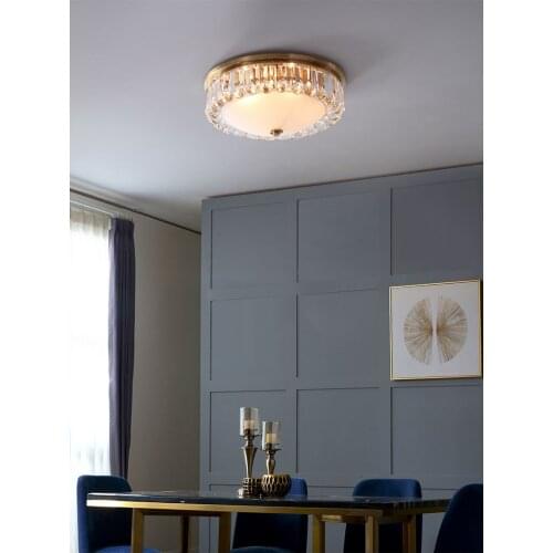 Postmodern light luxury ceiling lamp princess crystal lamp creative bedroom study round LED ceiling lamp