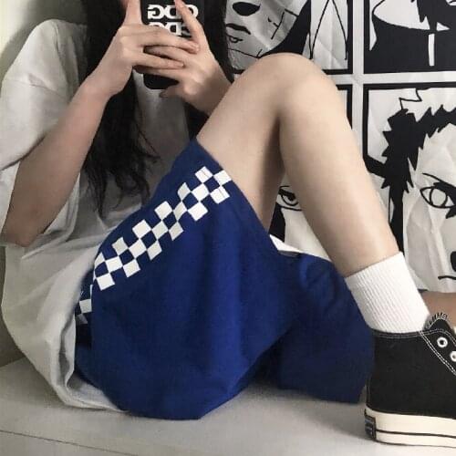 Womens Shorts Oversize Harajuku Plus Sizes Cycling Plaid High Waist Summer Hip Hop Harajuku Sports Korean Sweatpants Clothing