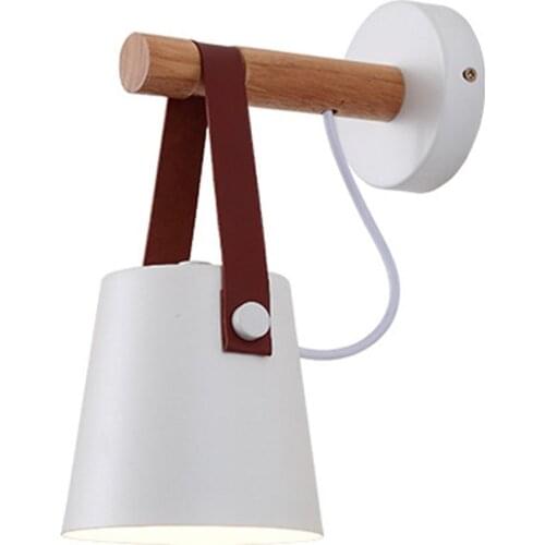 Nordic Wood Wall Lamps Bedroom Beside Modern Black And White LED Lights LED Wall Lights Restaurant Bar Bedroom Living Lighting