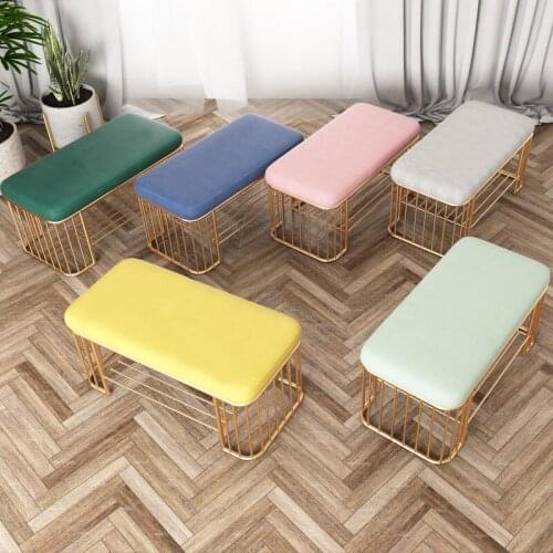 Nordic Iron Footstool Light Luxury Clothing Store Fabric Sofa Bench Ins Living Room Iron Footstool