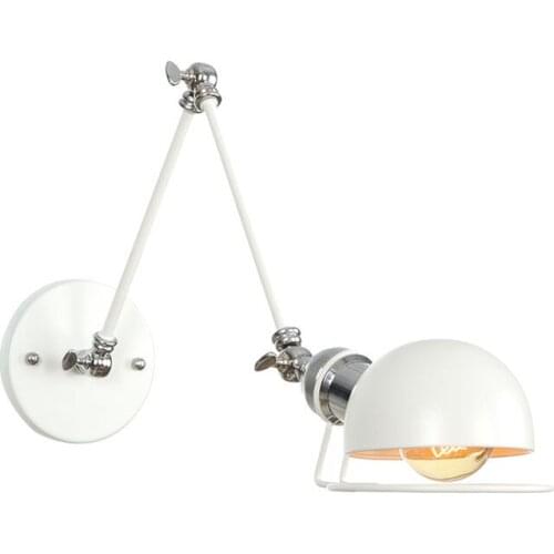 Modern Adjustable Interior Led Wall Lamp White Black for Bedside Study Loft Vintage Swing Arm Reading Light Fixtures E27