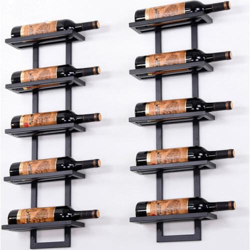 Modern Iron Wall-mounted Wine Holder Simple Hanging Wine Rack Holder Iron Art Wine Support Cabinet Flat/Tilted Types 2-6 Bottles