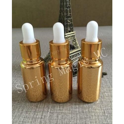 20ml glass dropper bottles,empty Gold glass bottle with dropper Essence Packaging Physiotherapy DIY Essential Oil Bottle