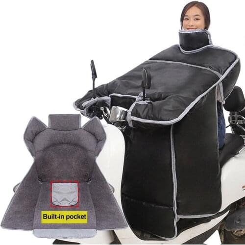 Thickened Windproof Quilt With Neckerchief Black Plush Warm Protective Clothing Windshield For Winter Scooters Motor Universal
