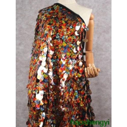High-end encryption Symphony fish scale large sequins lace mesh clothing fabric