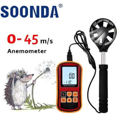 2-in-1 High Precision Digital Anemometer With Extend Impeller Rod Measure Wind Speed Volume Temperature Windsurfing Shooting Air