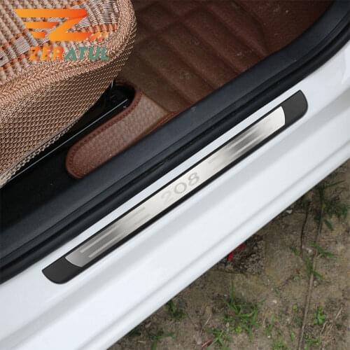Zeratul 4Pcs/Set Stainless Steel Car Door Sill Plate Auto Pedals Protector Cover for Peugeot 208 2012 - 2020 Accessories