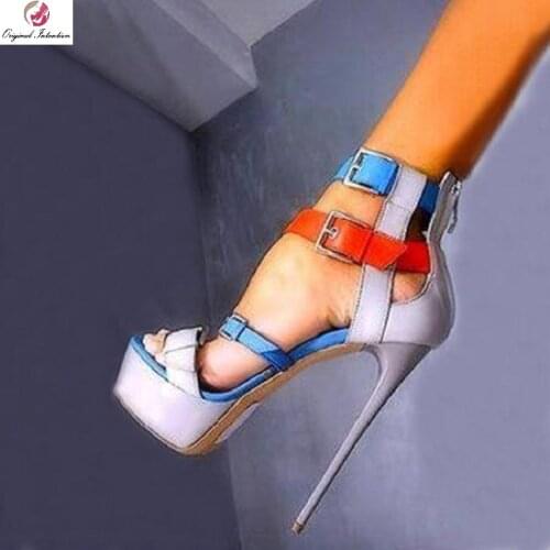 Original Intention Gorgeous Women Sandals Elegant Peep Toe Buckle Strap Thin Heels Sandals Shoes Woman Plus Size 4-20