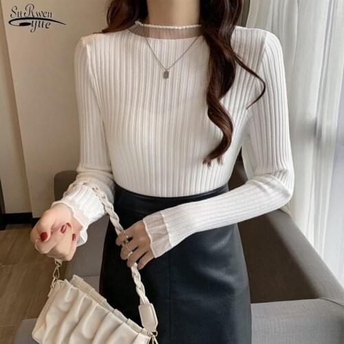 2021 Casual Bottomed Versatile Slim Sweater Knitted Sweater Women Autumn Elegant Winter Korean Pullover Long Sleeve Shirt 16159