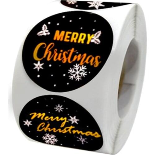 3.8CM 250PCS/roll Merry Christmas Stickers gold labels sticker for gift box decoration thanks for your order sticker stationery