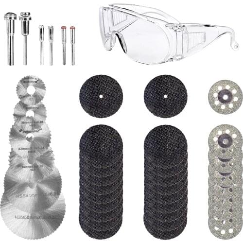 43PCS/Set Rotary Cutting Wheels Tool Kit Diamond HSS Cutting Saw Blade Discs Resin Metal Cut Grinding Wheels with Drill Mandrel