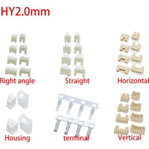 50pcs/lot NEW HY2.0 2.0mm HY2.0mm Connector Socket Pin Header straight Right angle Vertical Horizontal JST Housing terminal