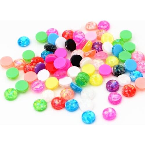 6mm 40pcs/Lot New Fashion Mix Color Built-in metal foil Flat back Resin Cabochons Cameo V7-01