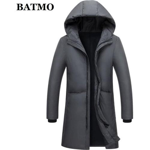 BATMO 2019 new arrival autumn&winter high quality 80% white duck down hoooded grey ackets men,plus-size M-XXXL