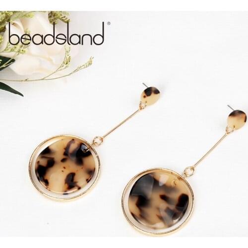 Beadsland Acetic Acrylic Drop Earrings Fashion Ethnic Round Deign Women Girls Dancing Party Christmas Gift 38785
