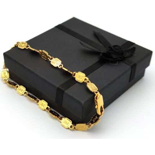 Bracelet Anklet NEW Link 24 k Stamp Solid Gold AUTHENTIC FINISH Ankle Jewllery Foot Women Girls Beach big small Freedom