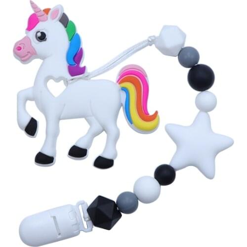 Joepada Handmade Silicone Pacifier Chains Safe Teething Chain Baby Teether Koala Giraffe Horse Owl Eco-friendly Pacifier Clips