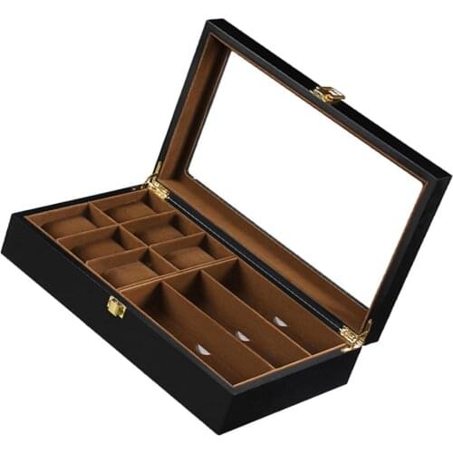 Premium Wooden 9 Slots Wrist Watch Sunglasses Display Gift Box Storage Organizer