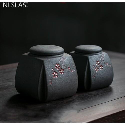 Retro Large Capacity Ceramics Tea Caddy Travel Tea Bag Sealed Tea Jar Coffee Canister Spice Organizer Household Storage Tank