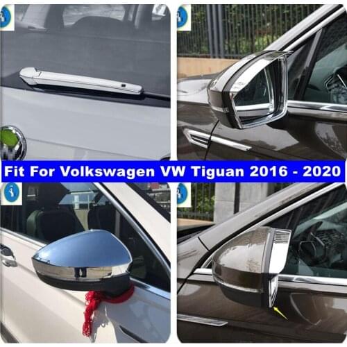 Chrome Exterior Refit Kit Rear Window Wiper / Rearview Mirror Rain Eyebrow Cover Trim Fit For Volkswagen VW Tiguan 2016 - 2020