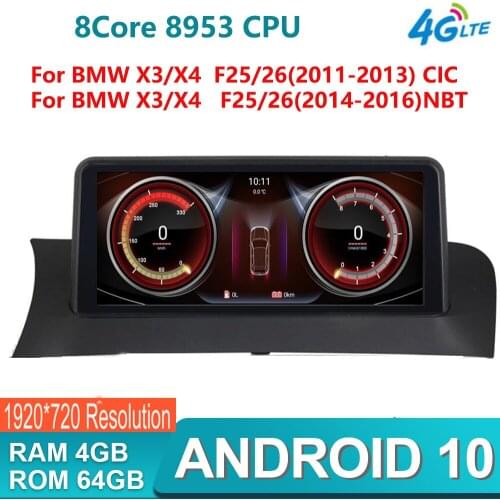 IPS 10.25' Screen Android 10.0 Car Multimedia Player for BMW X3 F25 X4 F26 CIC NBT System Headunit Navigation Autoradio 4G GPS