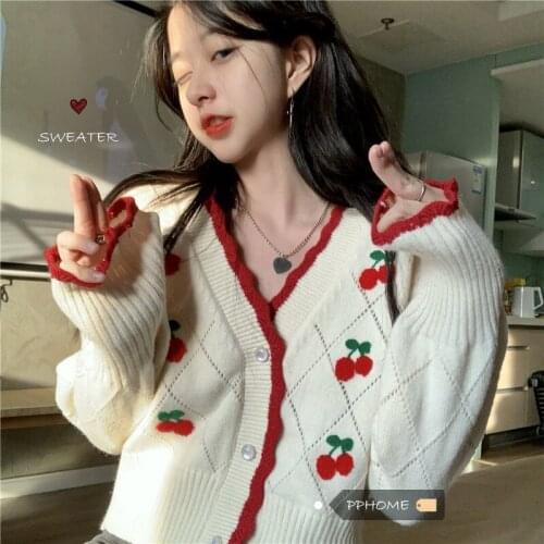 Cardigan Sweater Female Student Korean Style 2021 New V-neck Idle Style Student Knitted Outerwear Coat All-Matching