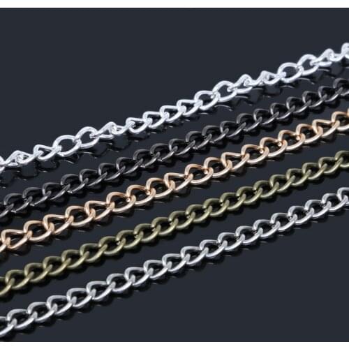 Hot! 5 Meters/lot 6x4mm Metal Plated Necklace Chains For DIY Necklace Bracelets Jewelry Findings Making