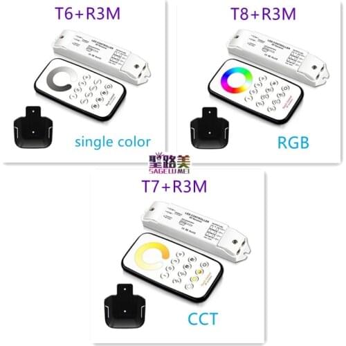 T6+R3M T7+R3M T8+R3M Mini Multi-Zone Dimmer CCT Controller RGB/RGBW Controller Max 3*3A RF wireless remote for LED Strip Light