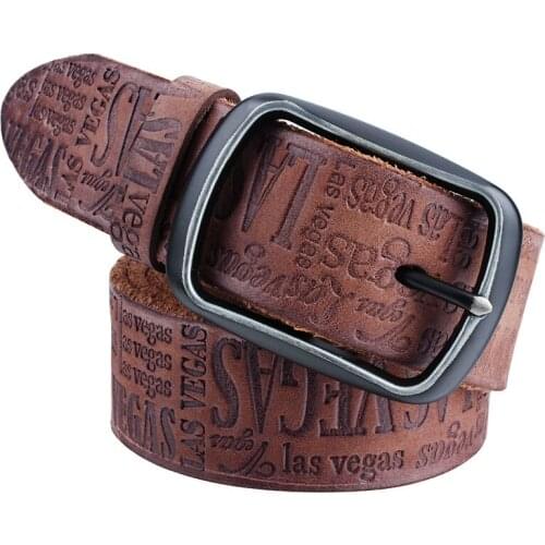 Fashion Italian Genuine Leather Mens Belt Embossed Letter Belts Strap Casual Male Belts for Jeans