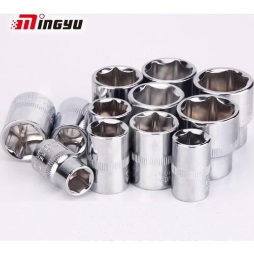 12 or 5pcs 3/8 Inch Drive Hex Socket Set Hexagon 6 Points Wrench Head Nut Removal Tool 8-19mm 20-24mm Sleeves For Spanner