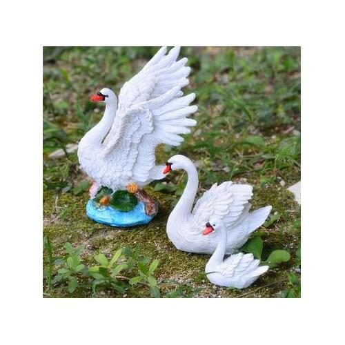 SET Swan decoration resin process micro landscape creative DIY decoration potted landscape crafts statue home decoration