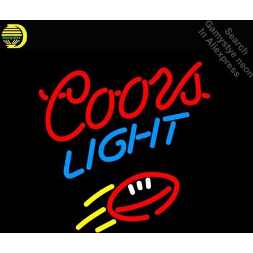 Neon Sign for Coors Light Red Football Neon Bulb sign handcraft neon signboard Decorate Garage neon wall lights anuncio luminos