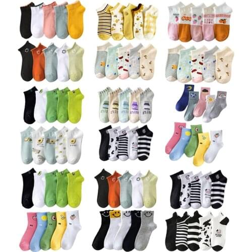 10 Pair Korean Style Women Socks Short Cartoon Breathable Cool Socks Ankle Long Autumn Winter Designer Socken Chaussettes Femme