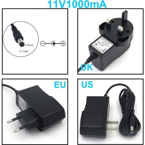 NEW 11V1A/1000mA Charger EU/US/UK Plug Switch Power Supply Adapter with 1.5m Cable 5.5*2.1mm for Set-top Boxes Free Shipping