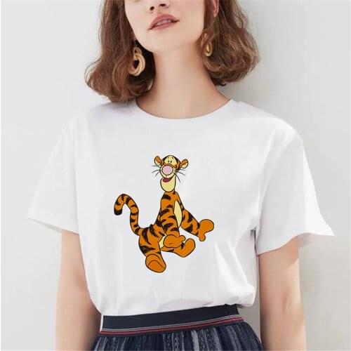 New Arrival Tigger Print Tshirt Women Winnie the Pooh Short Sleeve O Neck Casual Tshirt Summer Girl Causal Tee Shirt Unisex Tops