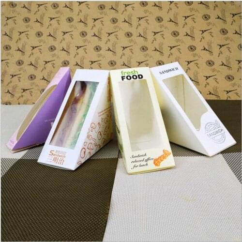WHOLESALE BEST PRICES Sandwich Boxes see through window graphic print sandwich box 100pcs