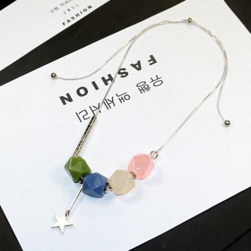 YDGY2019 New Colorful Geometric Resin Coffee Golden Pentagon pendant accessories decorative necklace wholesale