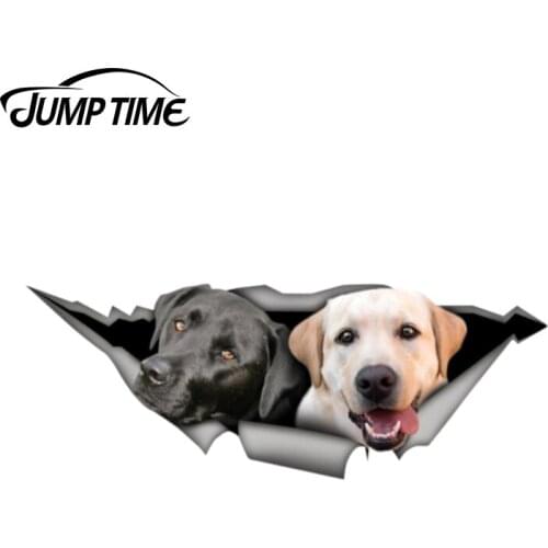 Jump Time 13cm x 4.8cm Labrador Car Decal Decoration 3D Pet Graphic Vinyl Decal Car Window Laptop Bumper Car Stickers