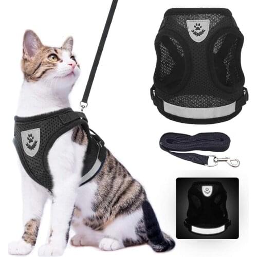 Adjustable Cat Harness And Leash Escape Proof Pet Clothes Kitten Puppy Dogs Vest Easy Control Reflective Cat Harness