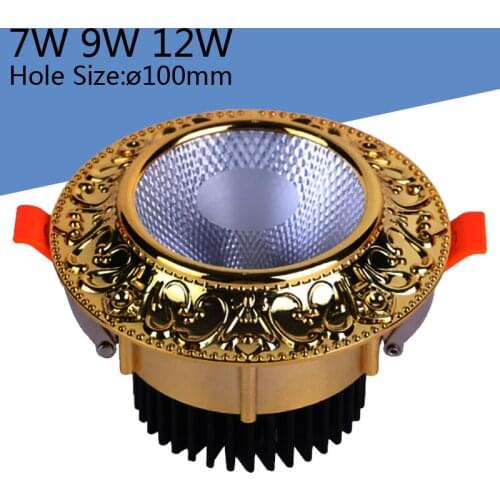 Retro style Golden Deluxe 7W 10W 12W 9W COB led down light AC85-265V 3 year warranty