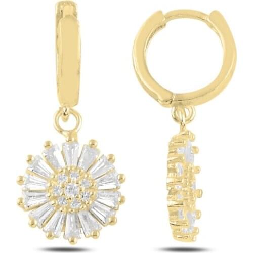 Silver 925 Sterling Baget Zircon Leading Team Earrings