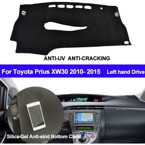 TAIJS Car Dashboard Cover Silicone Non-Slip For Toyota Prius XW30 2010 2011 2012 2013 2014 2015 Left Dash Mat ANti-UV Carpet