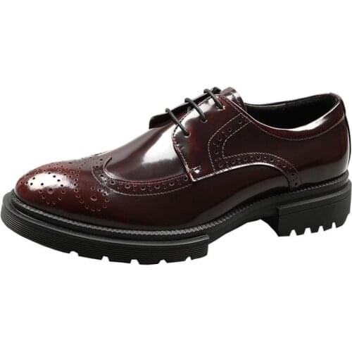 Patent Leather Business Casual Men Shoes Nubuck Leather Wedding Dress Shoes Mens Office Work Increased Height Shoes Size 38-44