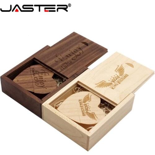 JASTER LOGO customized wooden Heart USB + BOX USB Flash Drive Pendrive 64GB 32GB 16GB 8GB U Disk photography wedding gifts