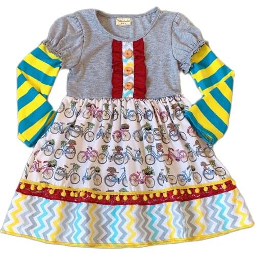 Spring And Autumn yellow Style Dress 100 Percent Cotton With Toddler Infants Children Fashion clothing For Birthday Present