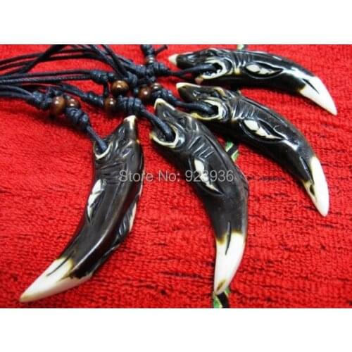 FREE SHIPPING 10 pcs Wholesale Tibetan Jewelry yqtdmy jewelry Necklace Fashion Artificial Bone Pendant Shark Teeth