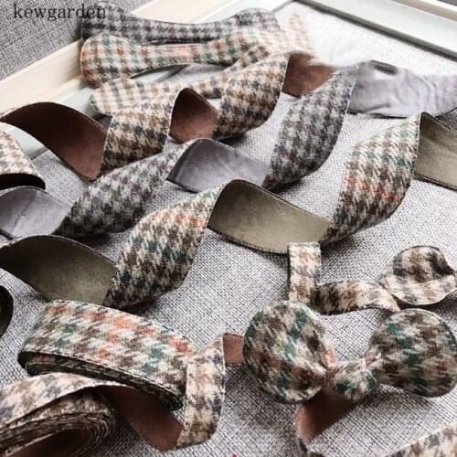 Kewgarden Houndstooth Suede Satin Ribbons 35mm 25mm 15mm Handmade Tape DIY Bowknot Ribbon Cothing Accessories 5 Meters